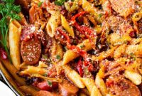 Hearty Skillet Italian Sausage and Peppers Penne