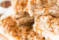 Caramel Apple Cheesecake Bars with Walnut Crisp