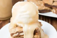 Golden Maple Pecan Blondies with Velvety White Chocolate Butter Sauce