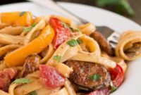 Spicy Creamy Cajun Smoked Sausage Pasta