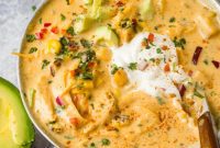 Hearty Cheesy Southwestern Chicken Tortilla Soup