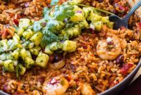 Sticky Honey-Lime Shrimp Skillet with Tropical Pineapple Chimichurri
