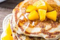 Luscious Brown Sugar Peach Pancakes
