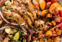 Honey Mustard Chicken Bowls with Spinach Artichoke Rice