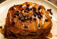 Fall Harvest Pumpkin Whole Wheat Pancakes with Cinnamon Caramel Drizzle