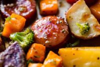 Sweet & Sticky One-Pan Kielbasa Dinner