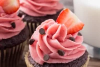 Strawberry Kissed Chocolate Cupcakes