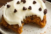 Spiced Pumpkin Chocolate Chip Cookies with Cream Cheese Frosting