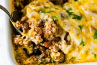 Cheesy Taco Rice and Beef Bake