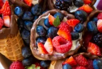 Waffle Cone Fruit Yogurt Delights