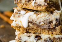 Decadent Blender Cinnamon Roll Cheesecake Bars