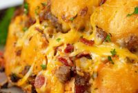 Golden Cheesy Breakfast Sausage and Apple Pull Apart