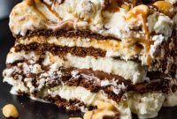 Decadent Snickers Ice Cream Cake