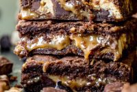 Decadent Snickers Caramel Brownies