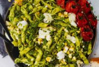 Roasted Tomato and Grilled Corn Pesto Pasta