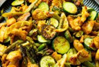 Golden Honey Turmeric Chicken Traybake with Asparagus and Zucchini