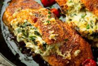 Creamy Spinach Artichoke Stuffed Salmon