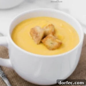 Butternut Squash Soup with Cinnamon Sugar Croutons – A perfect fall comfort food recipe.