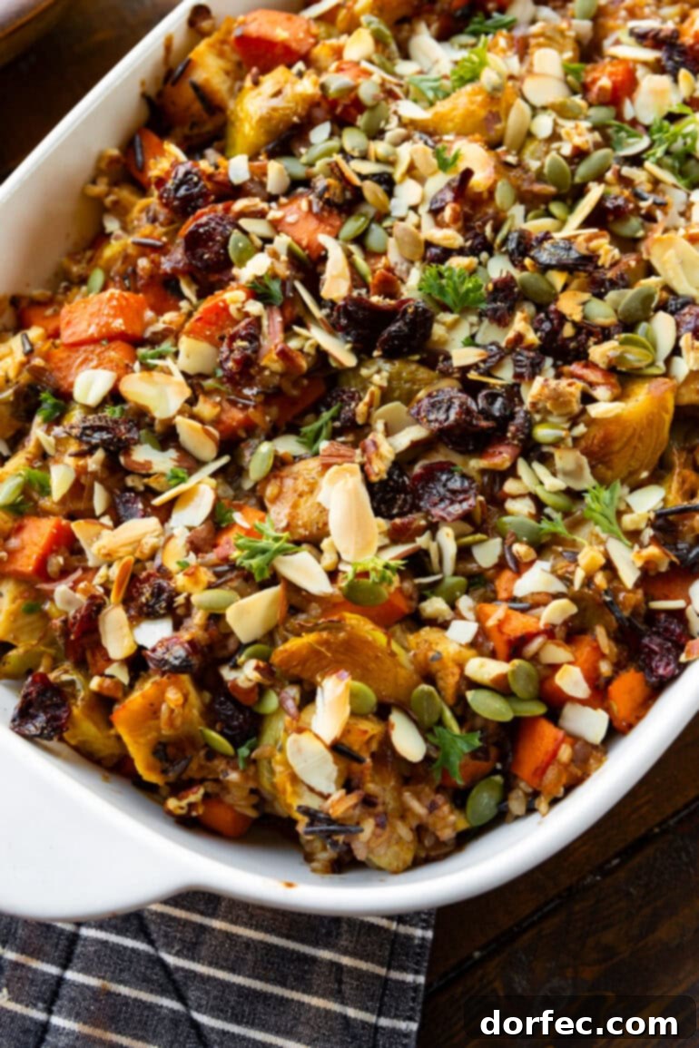 Wholesome Autumn Chicken Bake 2 A beautifully presented Healthy Harvest Chicken Casserole in a white baking dish, showcasing colorful vegetables and tender chicken.
