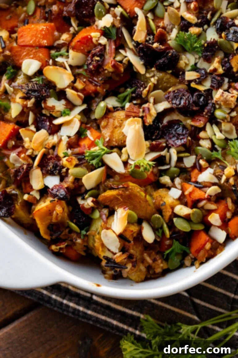 Wholesome Autumn Chicken Bake 9 A white baking dish filled with the Healthy Harvest Chicken Casserole, showcasing its rich colors and comforting appeal.