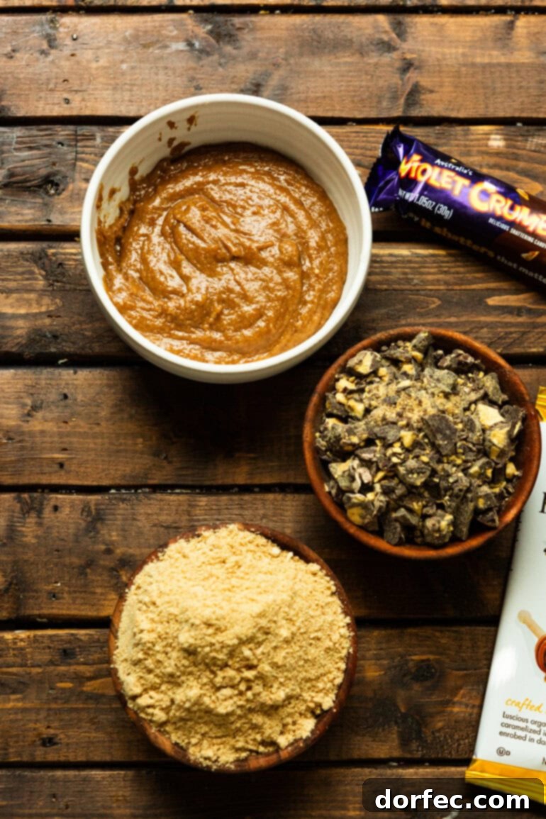 A vibrant flat lay photo showcasing all the ingredients required to make copycat Graham Canyon ice cream, neatly arranged.