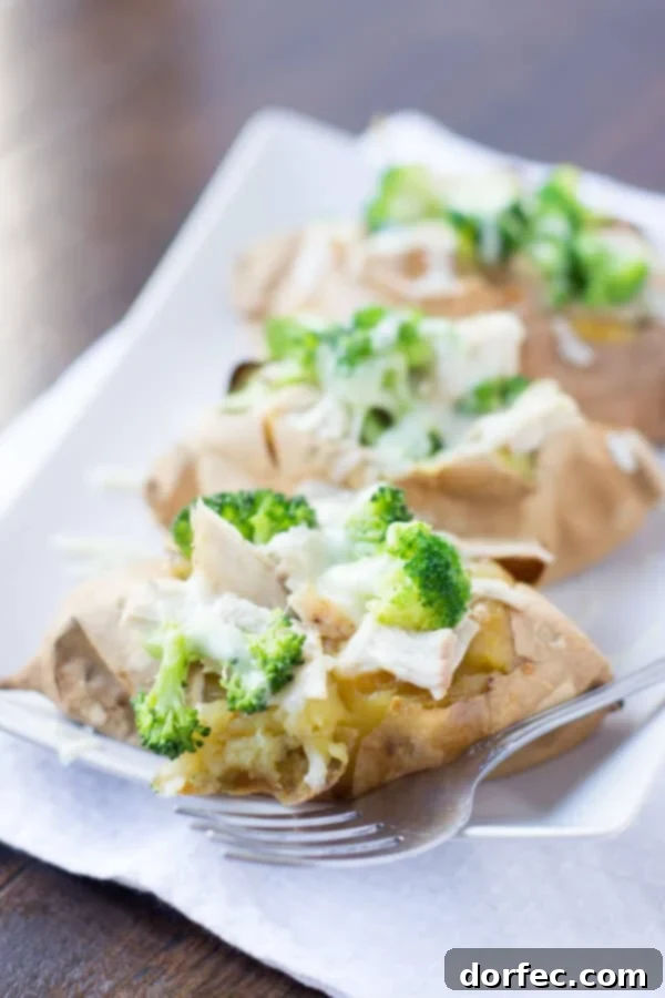 Serving up a healthier dinner that can be ready in just minutes and is atually filling! Chicken and broccoli in a white sweet potato ohsweetbasil.com-3