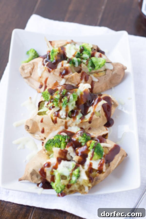 Serving up a healthier dinner that can be ready in just minutes and is atually filling! Chicken and broccoli in a white sweet potato ohsweetbasil.com-3
