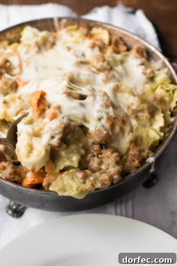 Creamy Pesto Tortellini: Low-Calorie & Flavorful Delicious creamy pesto tortellini with lean sausage - a healthy twist on a classic comfort food recipe.