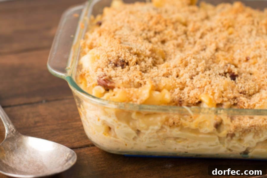 Delicious Sweet Pork Macaroni and Cheese served in a bowl