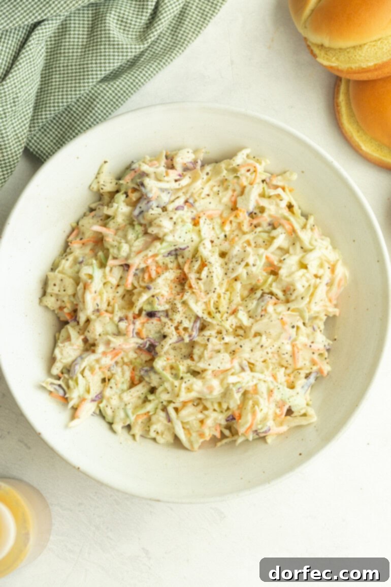 Crafting Your Perfect Homemade Coleslaw 4 Freshly tossed creamy coleslaw featuring shredded cabbage and just the right touch of sweetness
