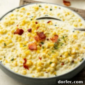 Velvety Creamed Corn Made Simple 4 A bowl of creamy, homemade creamed corn ready to be served.