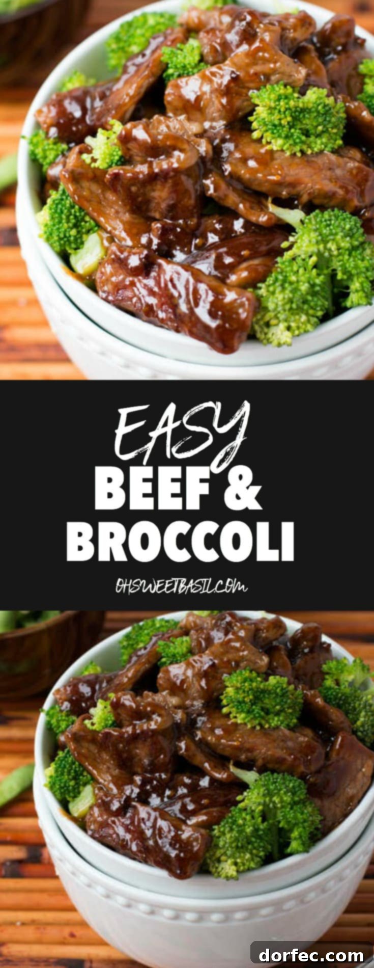 Quick Beef and Broccoli Dinner 3 A white bowl filled with glossy beef and vibrant green broccoli, garnished with sesame seeds.