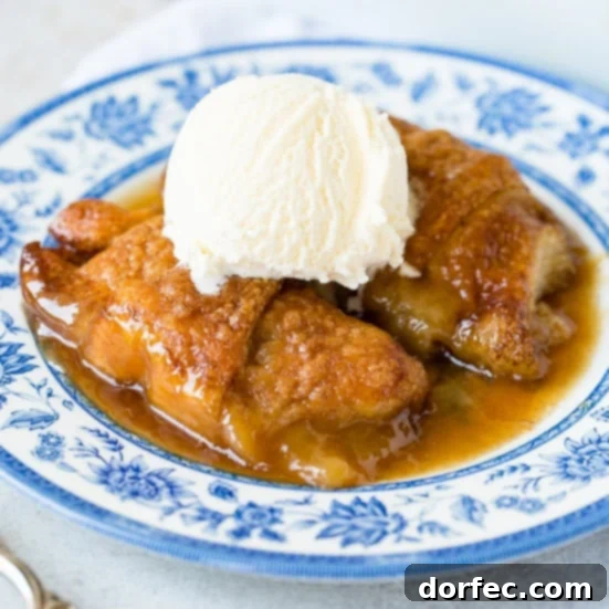 Flaky apple dumplings in a bubbly syrup, made easy with Sprite, for a delicious fall treat