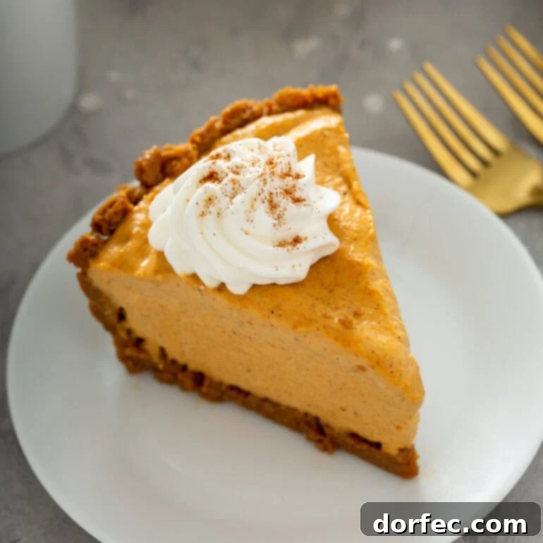 A refreshing Pumpkin Ice Cream Pie with a crisp ginger snap crust, combining the best of fall flavors