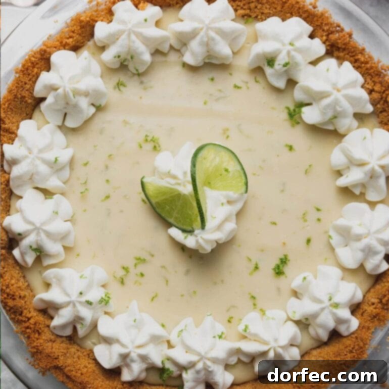 The Best Carrian Pies 3 Key Lime Pie with a creamy green filling and whipped cream.