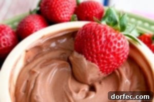 Healthy chocolate dip with fresh strawberries
