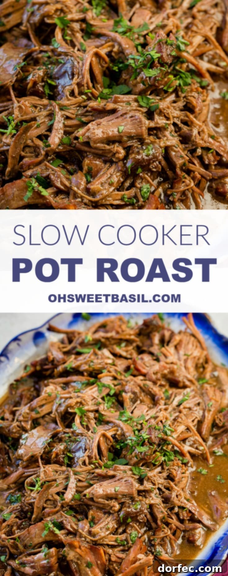Easy Slow Cooker Mississippi Pot Roast 4 A beautifully presented slow cooker pot roast, ready for serving, highlighting its tender texture and rich, savory sauce.