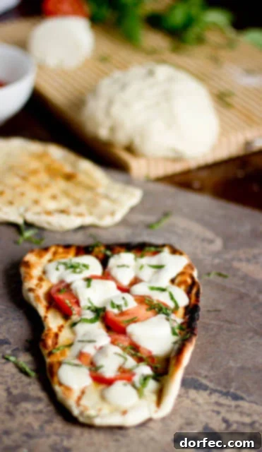 Grilled Naan Pizza - A simple and delicious recipe for pizza cooked on the grill.