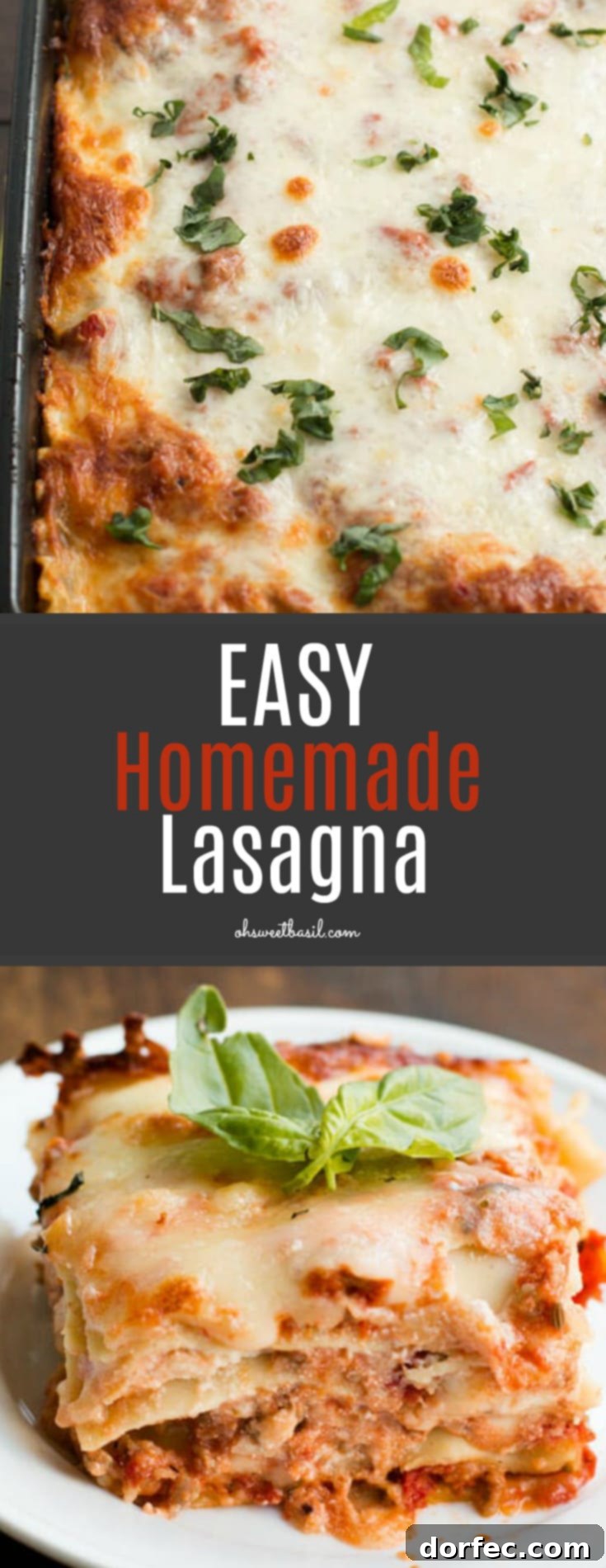 A pan of golden brown homemade lasagna with sweet cheddar cheese melted on top, ready to be served
