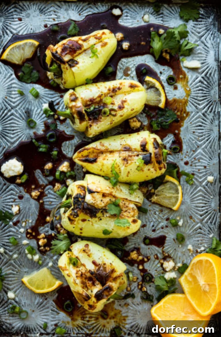 Several grilled cheesy stuffed peppers, perfectly charred and golden, ready to serve as an appetizer or side dish.