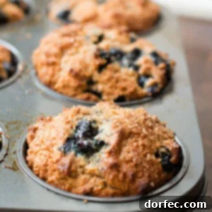 A small image of a fluffy whole wheat blueberry muffin, highlighting its texture and blueberries.