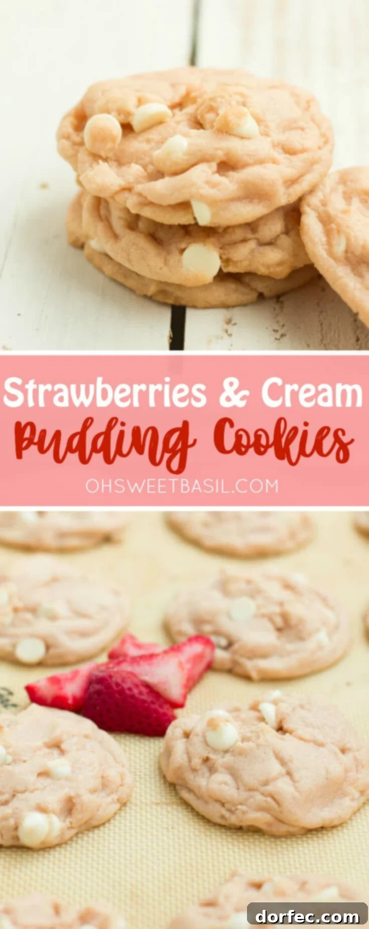 Strawberry Cream Pudding Cookies 3 A large pile of freshly baked Strawberries and Cream Pudding Cookies, ready to be enjoyed, with a focus on their soft, inviting texture