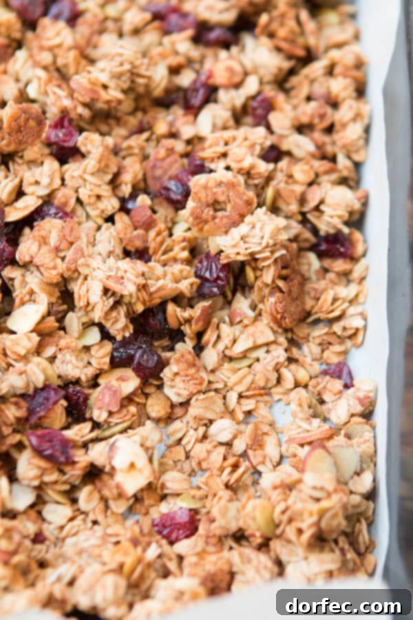 Strawberry Almond Granola: Your New Favorite Breakfast Perfectly clustered homemade granola with strawberries and almonds. The ideal crunchy and wholesome addition to your morning routine.