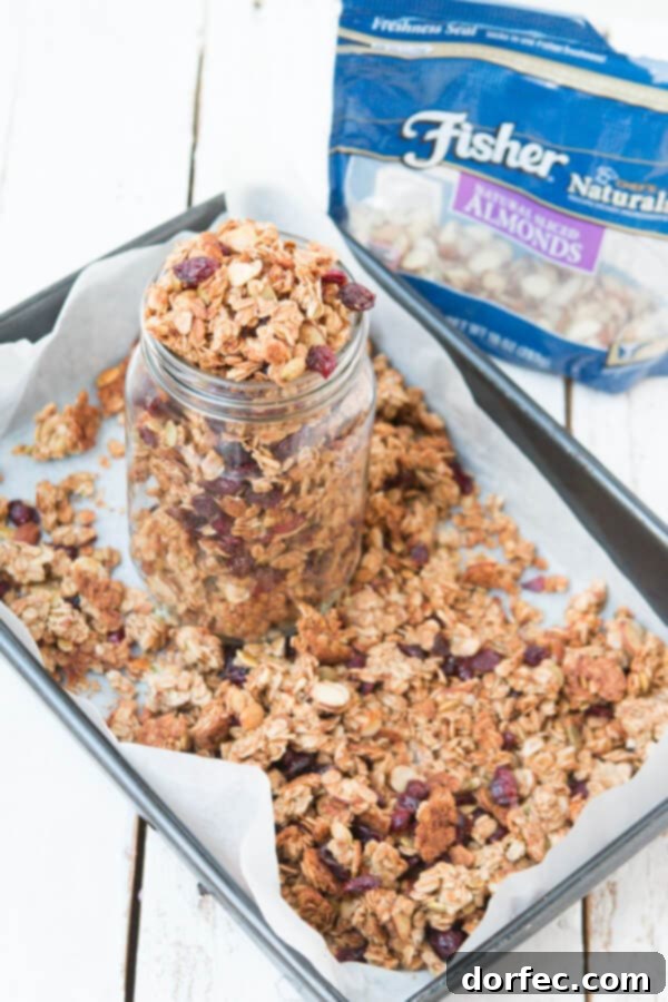 Handcrafted Strawberry Almond Granola 3 Rustic homemade granola, perfect for a wholesome snack or breakfast cereal.