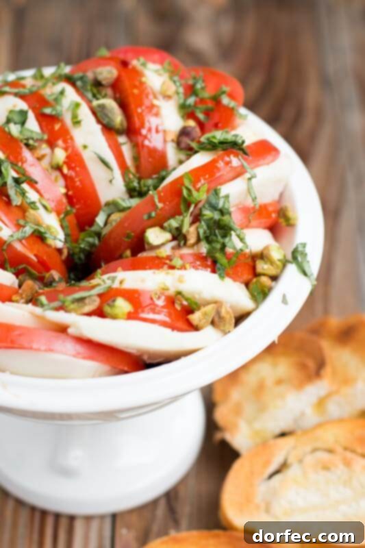 The BEST Caprese Salad with pistachios for a fresh garden meal