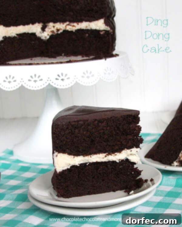 The Ultimate Ding Dong Cake Recipe Decadent Ding Dong Cake with chocolate glaze and creamy filling, a perfect nostalgic dessert.