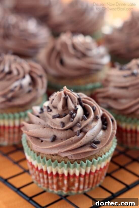 Close-up of a Pumpkin Cupcake with a swirl of Nutella Frosting