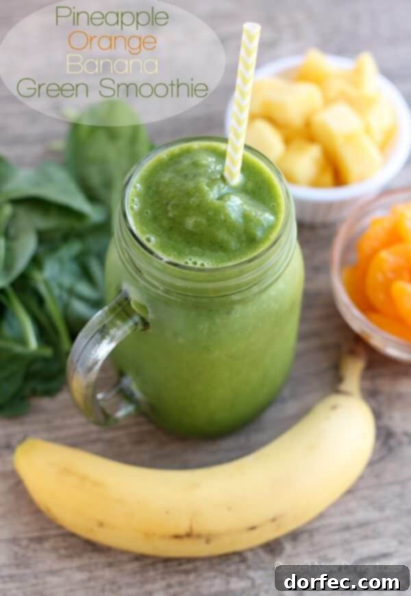 Refreshing Pineapple Orange Banana Green Smoothie with Chia Seeds
