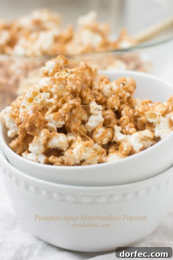 Pumpkin Spice Marshmallow Popcorn, a cozy autumn snack