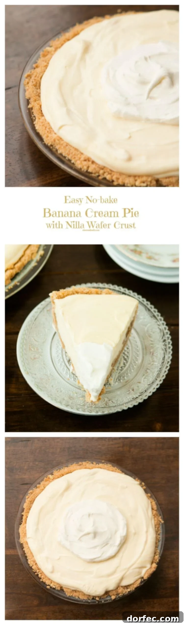 Easy No Bake Banana Cream Pie with a delicious Nilla wafer crust
